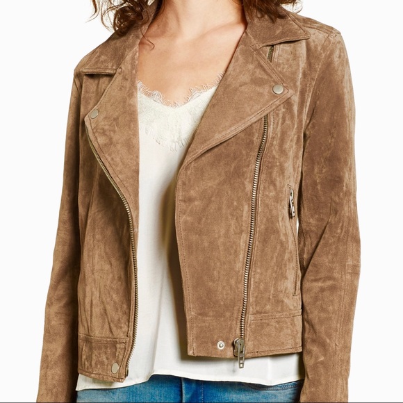 Jackets & Blazers - SL8 Tan Genuine Suede Moto Jacket